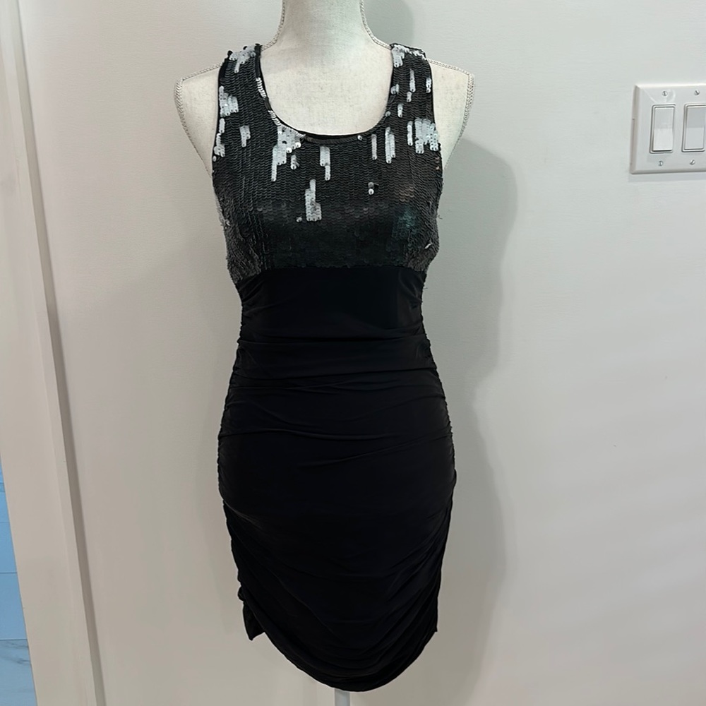 Alice + Olivia Black Sequin Detail Dress